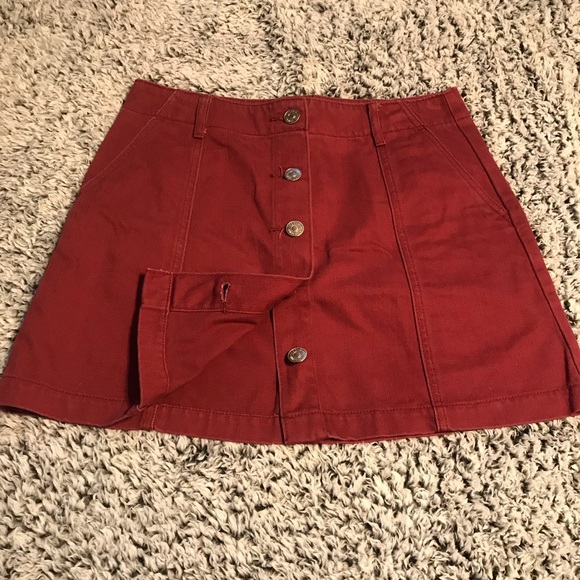 Red Denim Mini Skirt - Picture 3 of 4